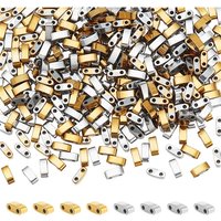 386 Pcs Half Beads 5×2mm Hematite Tila Beads 2 Hole Seed Beads Mini Japanese Beads for Bracelet Necklace kit