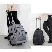 Large Capacity Travel Backpack With Wheels Hidden Pull Rod Waterproof Carry On Luggage Weekend Travel Bag For Men Business Trip
