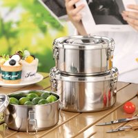 High Quality 304 Stainless Steel Lunch Box Round Sealed Food Container Vegetable Fruit Leak-proof Storage Box Commuting