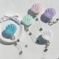 1/2pcs Cute Transparent Shell Badge Reel for Women Retractable Worker ID Card Pull Buckle Nurse ID Card Badge Holder Clip