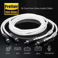 Pair Pure Silver RCA Signal Cable 16 Cores RCA Cables Analog Interconnects RCA Audio Cable