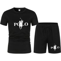 2026 Summer Fashion Trend Leisure Sports Set Mesh High Street Men's Set T-shirt