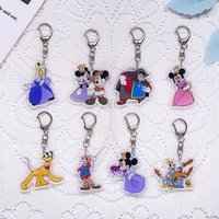 1/8Pcs Disney Mickey Mouse Minnie Mouse Donald Duck Keychain Acrylic Keyrings Bag Charms Funny Prop Decoration Friends Gifts