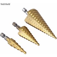 3Pcs/set Professional HSS Steel Large Step Cone Hex Shank Coated Metal Drill Bit Cut Tool Set Hole Cutter 4-12/20/32mm Wholesale