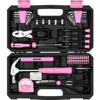 DEKO Caja Herramientas Complete Rosa 62 Piezas, herramientas Bricolaje Regalos para mujer, el Hogar, Oficia y Coche