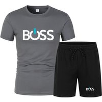2026 Summer Fashion Trendy Casual Sports Two Piece Set Youth Men's Short sleeved T-shirt+Shorts Set