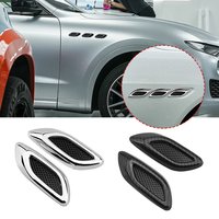 6Pcs Chrome Carbon 3D Car Side Fender Air Vent Hood Scoop Outlet Cover Decorative Modification For BMW For Audi For Honda For VW