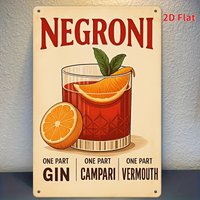 (2D Tin painting)Vintage Negroni Cocktail Recipe Metal Sign 20.32x30.48 cm - Iron Wall Art for Retro Bar, Cafe, Home Decor wi