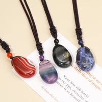 Colliers et pendentifs en pierres précieuses naturelles (améthyste, quartz rose, quartz clair) pour hommes et femmes, bijoux pour la santé et la prospérité