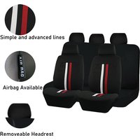 Red and White Two-Color Strip Universal Polyester Car Covers Seat For Car with Airbag Compatible Seat Cushion Protector