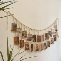 【ZYAA-1】1Pcs Photo Display Wall Hanging Decor Boho Home Decoration Wooden Beads Macrame Tapestry For Wall Hanging Room Decor