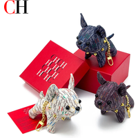 CH 1-Piece Cute Dog Leather Toy Soft Handheld Doll Keychain Luxury High Quality Backpack Fashion Pendant Girl Birthday Gift