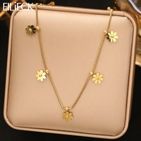 EILIECK Women's Flower Petals Pendant Necklace 18K Gold-plated Stainless Steel Neck Chain Daily Water-resistant Jewelry Gift