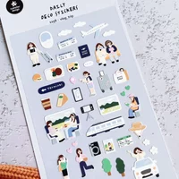 Korean Import Suatelier Vlog Trip Matt Coated Paper Sticker Scrapbook Decoration Stationery DIY Stickers School Office Supply