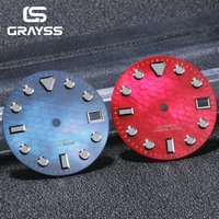 New 28.5mm Blue Luminous Dial Fit NH35 NH36 Movement SKX mod splicing pattern MOP Mother of Pearl Watches Accessories Faces