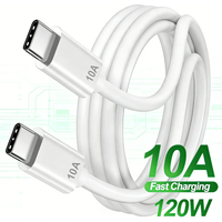 120W 10A Type C To Type C Cable Super Fast Charging Phone Charger USB C Data Wire For Samsung Xiaomi Huawei Quick Charger Cable