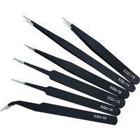 ESD-Pinzetten-Set aus Edelstahl, präzise gebogene Spitzen für die Herstellung von Elektronik-Reparaturen, Schmuck und Werkzeuge zur Wimpernverlängerun