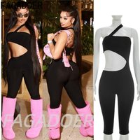 FAGADOER Sexy Halter Tube Backless Rompers for Women Fashion Waist Hollow Out Bodycon Jumpsuits Streetwear Club Playsuits