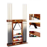 8 Holes Wooden Billiard Snooker Pool Cue Wall Mounted Holding Rack Accessory Tool