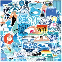 50Pcs Cool Summer Sports Swimming Stickers DIY Phone Laptop Luggage Skateboard Waterproof Graffiti Decals Fun