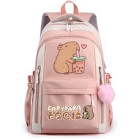 School Backpack for Girls Cute Capybara & Bubble Tea Print Schoolbags Women Girls Casual School Bags Trendy Travel Rackpack