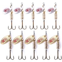 10Pcs boxed 6.7cm 7g Spinner Spoon Metal Bait Fishing Lure Sequins Crankbait Hand-Crank Spinner for Blackhead and Perch Fishing