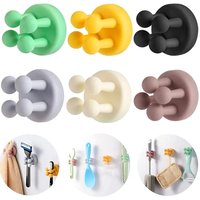 Silicone Toothbrush Holder No Punching Sticky Hook Multifunctional Storage Rack Self Adhesive Plug Holder Shower Shaver Holder