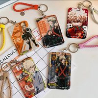 Anime Bakugo Katsuki Card Holde Applicable To Credit Cards Bus Card Soft Leather Rectangular Keychain Protective Cover