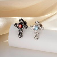 20G Titanium Crystal CZ Cross Small ear Stud Earrings, Hypoallergenic Cubic Zircon Cartilage Helix Stackable Piercing Jewelry