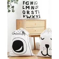 61x45cm Cotton and Linen Storage Bag Clothes Toys Sundries Printing Drawstring Duffle Bag Dirty Clothes Laundry Bag Organizer