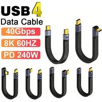 USB4 Short Cable 40Gbps Data Transfer 240W PD Fast Charging Thunderbolt 4/3 Angle Type C Cable for SSD Laptop Macbook Connector
