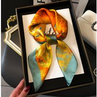 New Fashion Women Silk Scarves 70x70cm With Headwear Girl Hair And Bag Accessories Versatile Advanced Scarf Best Party Gift