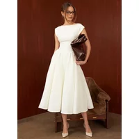 XIAOTANG White Backless A-line Sexy Maxi Dress for Women Gown Solid Hollow Out Sleeveless High Waist Club Pleated Dress Elegant
