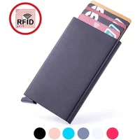Metal RFID Smart Pop-Up Wallet - Thin Slim Credit Card Holder Anti-Theft Protector Mini 6-12 Card Capacity Unisex for Men Women