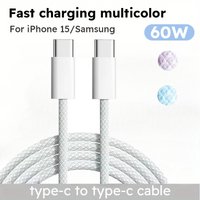 PD60W Type C to Type C Cable Fast Charging USBC Data Cable For iPhone Huawei Samsung Xiaomi Quick Charge Adapter Wire 1M/1.5M/2M