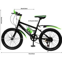 20 Inch Kids Mountain Bike 7 Speed, Green MTB Bicycle for Ages 8-12 with Suspension Seat & Adjustable Height, 165lbs Capacity with Free Compass Bell & Storage Bag