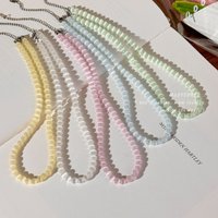 Korean Style Women's Colored Glass Bead Necklace Aesthetic Trendy Jewelry Accessory