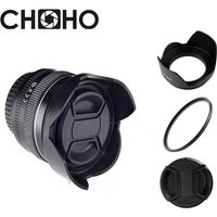 Universal Lens Hood + UV Filter + Lens Cap 49mm 52mm 58mm 55mm 62mm 67mm 72mm 77mm 82mm Screw-in Tulip Flower For Canon Nikon
