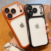 New Frosted Transparent Phone Case For iPhone 17 Pro Max 17 Pro Air Plating Frame Lens Film Protector Anti-fall Hard Clear Cover