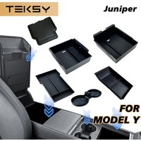 TEKSY 1/2/3/4/6/7/8pcs For Tesla New Model Y 2025 2026 Juniper ABS with Silicone Non-slip Mat Console & Armrest Storage Box