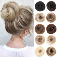 Synthetic Messy Hair Bun Fluffy Donut Updo Elegant Chignon with Elastic Rubber Band Fake Bun Hair Piece for Women