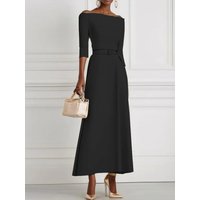 Spring and summer solid colour fashion temperament waist-tight one-shoulder dress women
