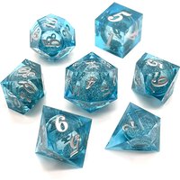 7PCS Sharp Resin Dice Set Liquid Core Mold Polyhedral Toy Multiplayer Role Game Digital Dices for Board Table Games Accessories