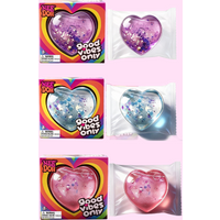 Needoh Good Vibes Only Heart Toy Glitter Translucent Stress Relief Calming Mood Boosting Sensory Fidget Birthday for Adults Gift