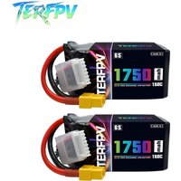 2PCS TERFPV 6S 22.2V 1750mAh RC Lipo Battery 150C/300C Softcase with XT60 Plug for Car Truck Boat FPV Drone Helicopter Airplane