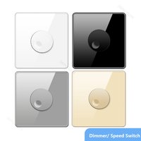 86 Type EU UK Standard Single Dimmer Switch Knob Wall Light Switch Black/White/Grey/Gold Glass Panel Speed Fan Contro Switch