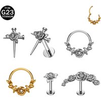 ASTM F136 Titanium Rose series Nose Ring Earrings Cartilage Earring 16G Flat Back Labret Helix Tragus Stud Piercing Jewelry