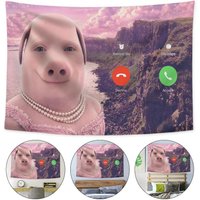 Girl John Pork Calling Funny Tapestry Custom Home Living Room Bedroom Wall Decor Wallpaper Backdrop Cloth With Clips