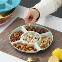 Flower Shape 5-Grid Divided Plate Reusable Plastic Food Storage Tray Durable Snack Container Household Dinner Plate