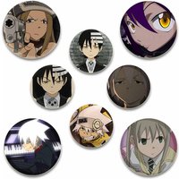 58MM Anime Soul Eater Pins Tinplate Brooch Figure Badge Handmade Brooches for Backpack Clothes Decoration Fashion Jewelry Gifts